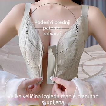 Plus veličine grudnjak s prednjim zatvaračem i zipom, vizualno smanjuje veličinu dojke, oblikuje siluetu, udoban i prozračan pamuk