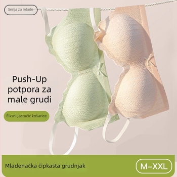 Čipkasti grudnjak za male grudi, bez žica, oblikovane košarice, nježna podrška, svjež stil