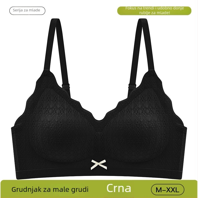 Čipkasti grudnjak za male grudi, bez žica, oblikovane košarice, nježna podrška, svjež stil