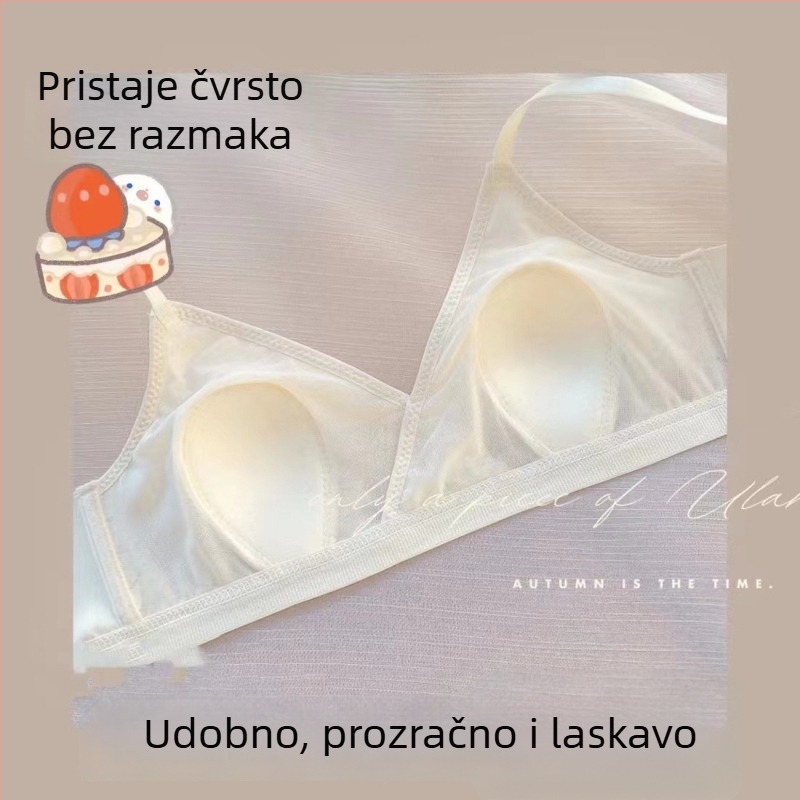 Ultra-tanki grudnjak s francuskim stilom, trokutaste košarice, bez žice, za žene s malim grudima, 3/4 oblikovane pjenaste čašice, podržava oblik i udobnost.