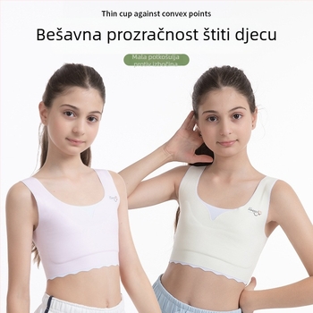 Dječji grudnjak za djevojčice: lagan, bešivni dizajn, s tankom pamučnom punom, prozračan najlonski materijal