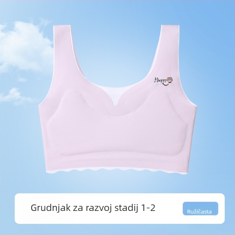 Dječji grudnjak za djevojčice: lagan, bešivni dizajn, s tankom pamučnom punom, prozračan najlonski materijal