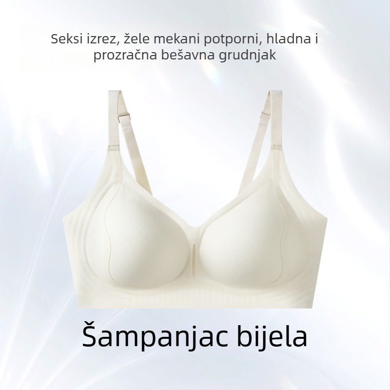 Ljetni tanki grudnjak bez šavova za žene s malim grudima, push-up, fiksne košarice, izrezani dizajn, protiv opuštanja, mekana podrška, model QF53