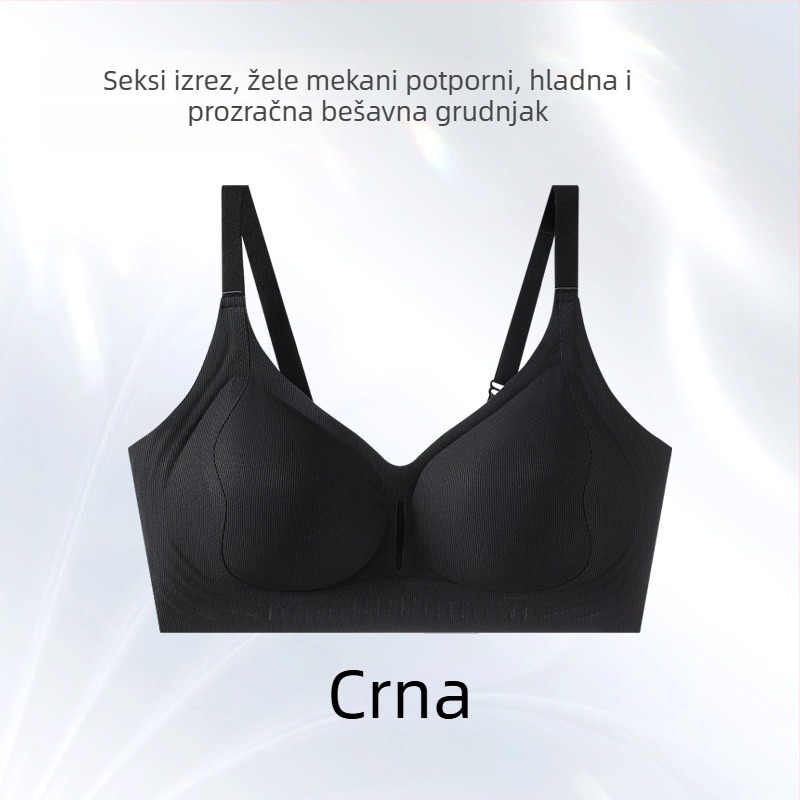 Ljetni tanki grudnjak bez šavova za žene s malim grudima, push-up, fiksne košarice, izrezani dizajn, protiv opuštanja, mekana podrška, model QF53
