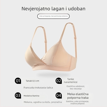 Ženski grudnjak s trokutastim košaricama u francuskom stilu, lagan, prozračan modalni materijal, udoban, vizualno smanjuje poprsje.