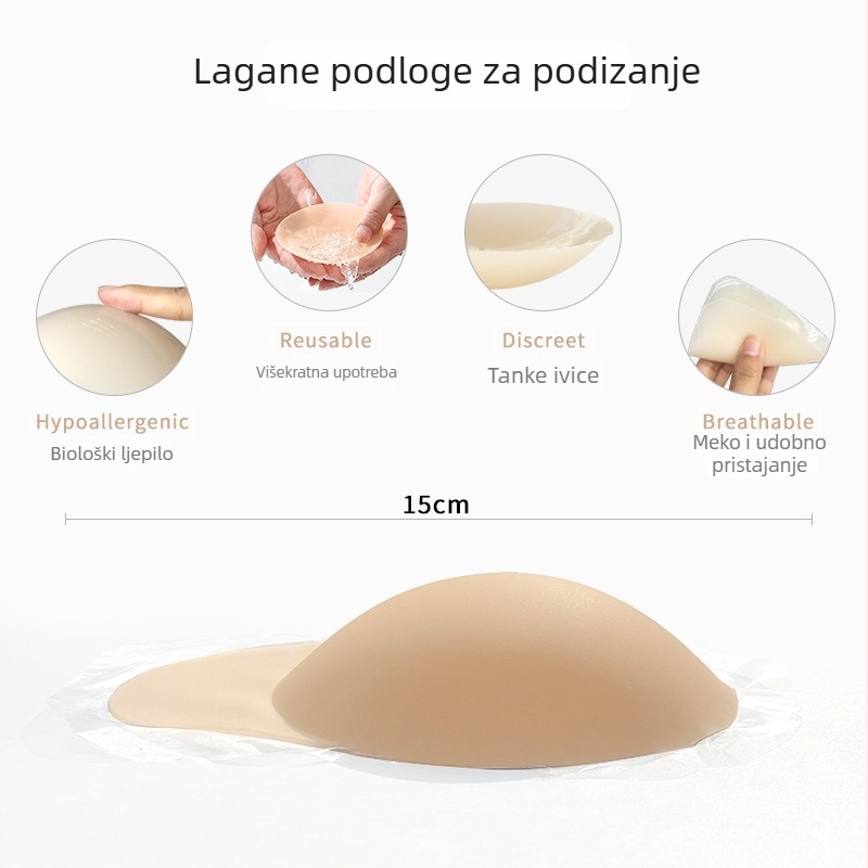 Silikonske pločice za podizanje grudi, nevidljiv grudnjak, sprječavanje propuštanja, tamna boja