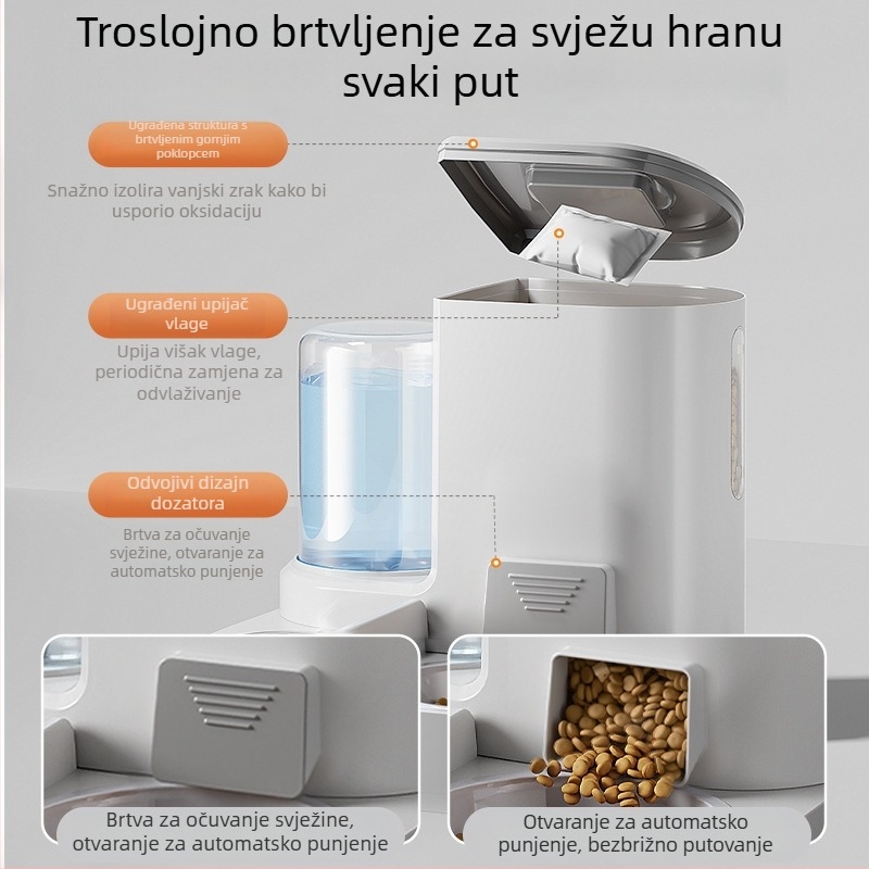 Automatska hranilica i Dispenzer za vodu za mačke i pse, dvostruka zdjela za hranu i vodu, podrška za vrat kućnih ljubimaca