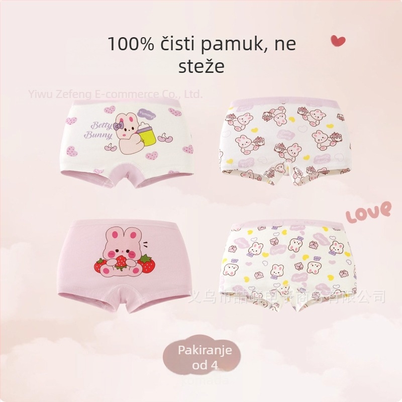 Pamučne bokserice za djevojčice, proljeće i jesen, korejskog stila s crtićem, srednji pojas, za djecu od 3 do 8 godina