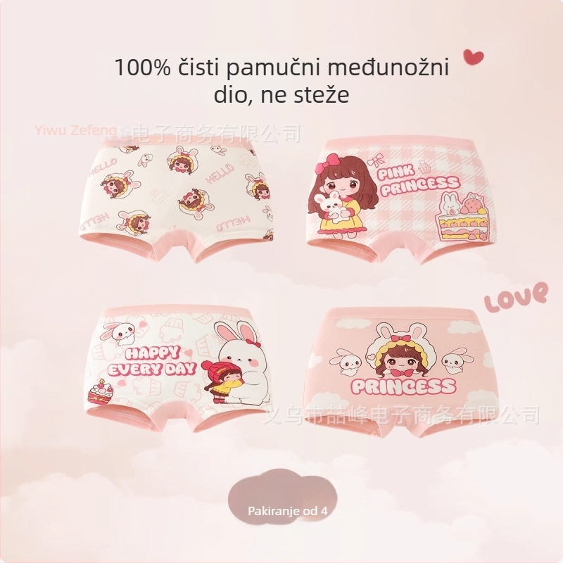 Pamučne bokserice za djevojčice, proljeće i jesen, korejskog stila s crtićem, srednji pojas, za djecu od 3 do 8 godina