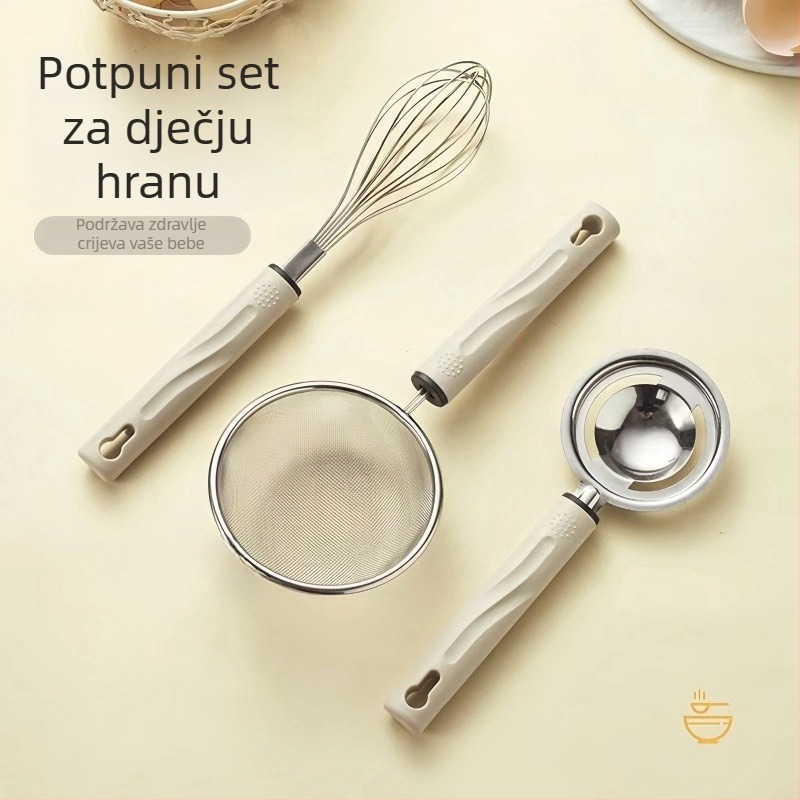 Višenamjenska žlica-sito od nehrđajućeg čelika s finom mrežom za kuhinju — sito za brašno, filtr za sojino mlijeko i mućkalica za jaja