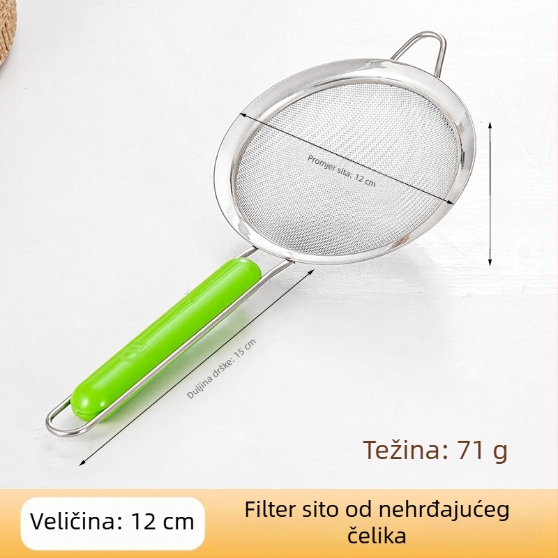 Nehrđajuća čelična žlica-sito za filtriranje soka, s rukohvatom protiv opeklina i odvajačem masnoće