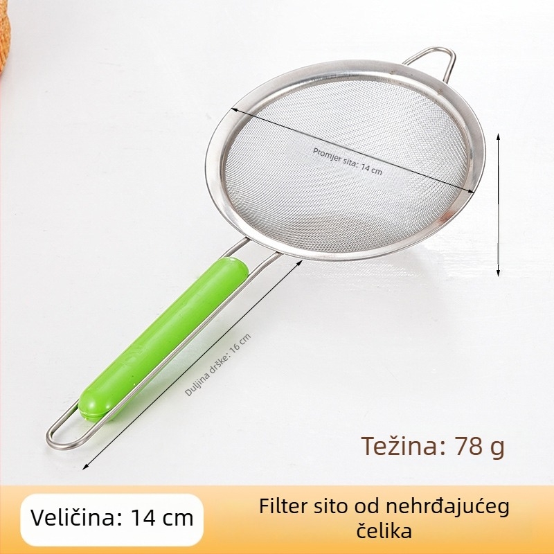 Nehrđajuća čelična žlica-sito za filtriranje soka, s rukohvatom protiv opeklina i odvajačem masnoće
