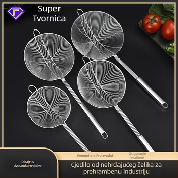 Nehrđajuća čelična žlica-sito s kukom – za vruću juhu, prženje i ocjeđivanje tjestenine