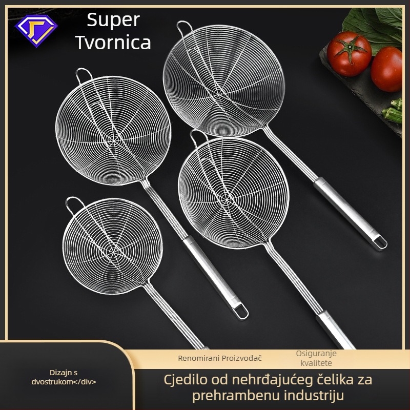 Nehrđajuća čelična žlica-sito s kukom – za vruću juhu, prženje i ocjeđivanje tjestenine