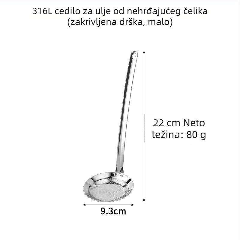 Hong Junda 316L nehrđajući čelik: kuhinjska žlica-filtr za ulje, filtr za ostatke soka, mrežasti filtr, protiv prskanja ulja