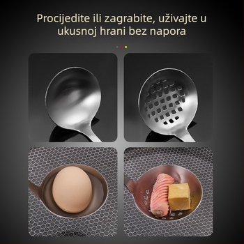 Nehrđajući čelična žlica za lonac s dugim držalom, debela kuhinjska žlica, velika, otporna na visoke temperature, zaštita od opeklina.