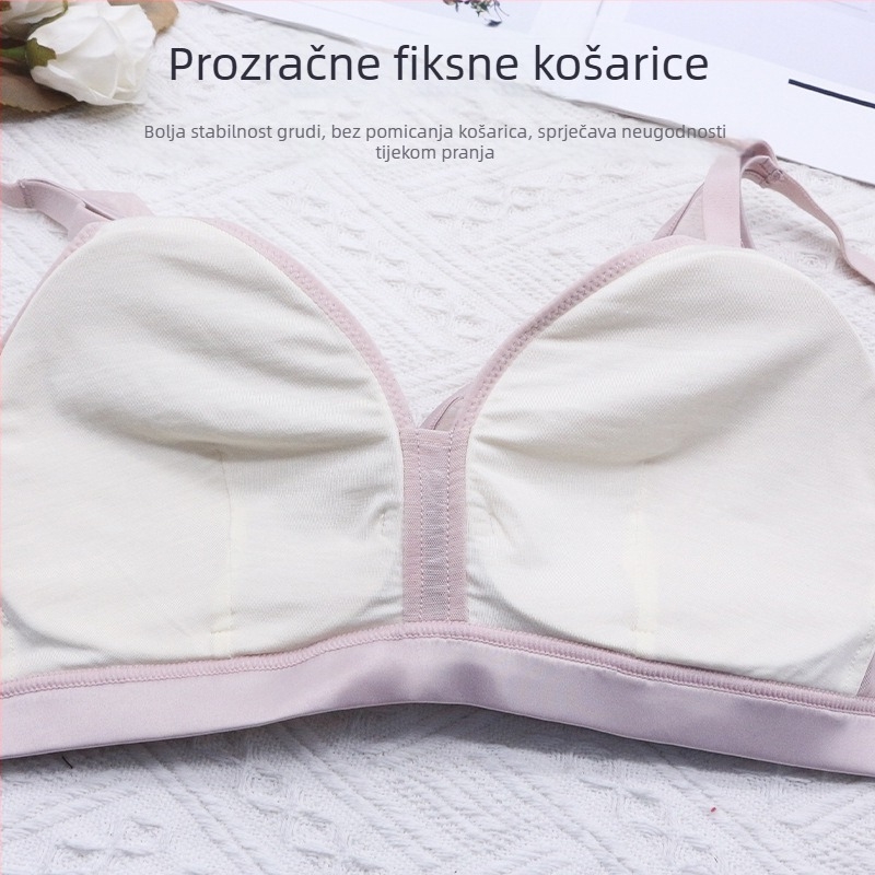 Grudnjak s čašicama od Mulberry Silk i latexa, tanak kroj za male grudi, prozračna mreža, nježna podrška, lijep leđa