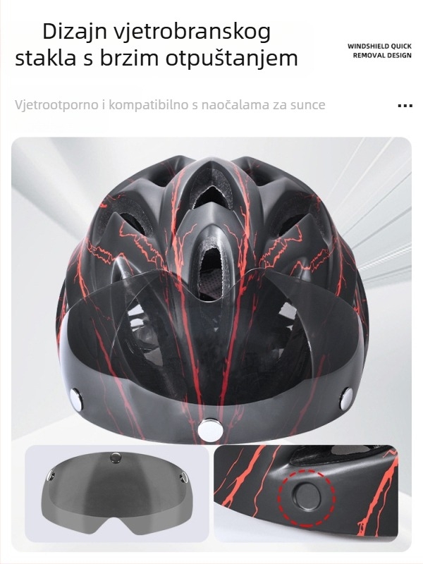 Kaciga za bicikl s integriranim naočalama i magnetskim lećama, unisex, za MTB i cestovne bicikle