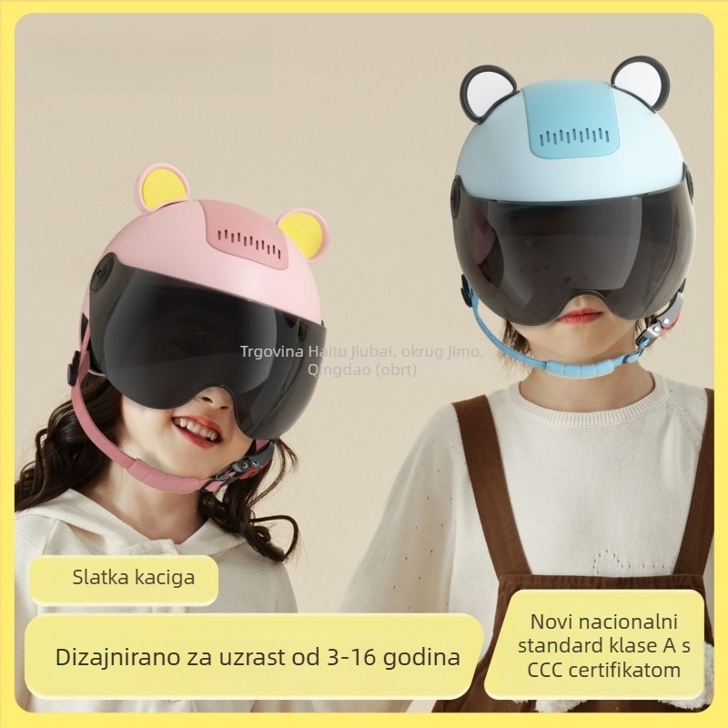 3C certificirana dječja kaciga za električna vozila, ABS plastika, ljetna zaštita od sunca, slatko dijete, kaciga tipa polu-lice za dječake i djevojčice