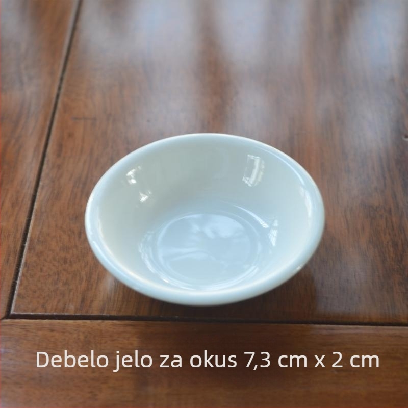Porcelanski kružni tanjur za umake i grickalice; tanjur za senf; jednobojan stil, kineski utjecaj; izvrstan poklon