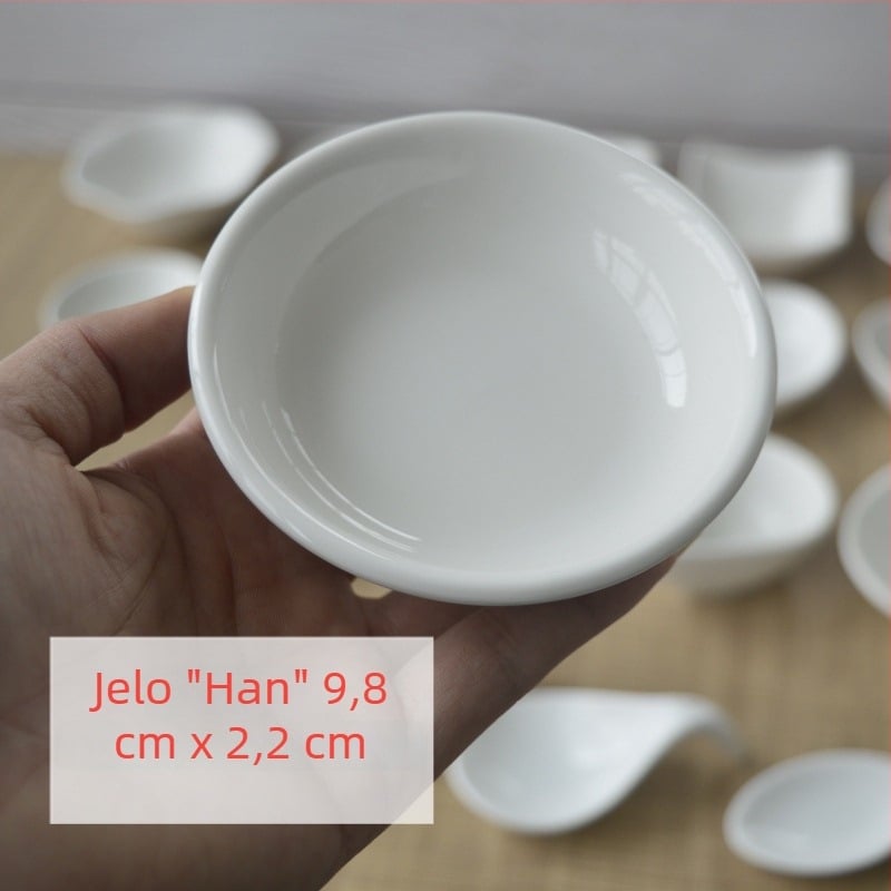 Porcelanski kružni tanjur za umake i grickalice; tanjur za senf; jednobojan stil, kineski utjecaj; izvrstan poklon