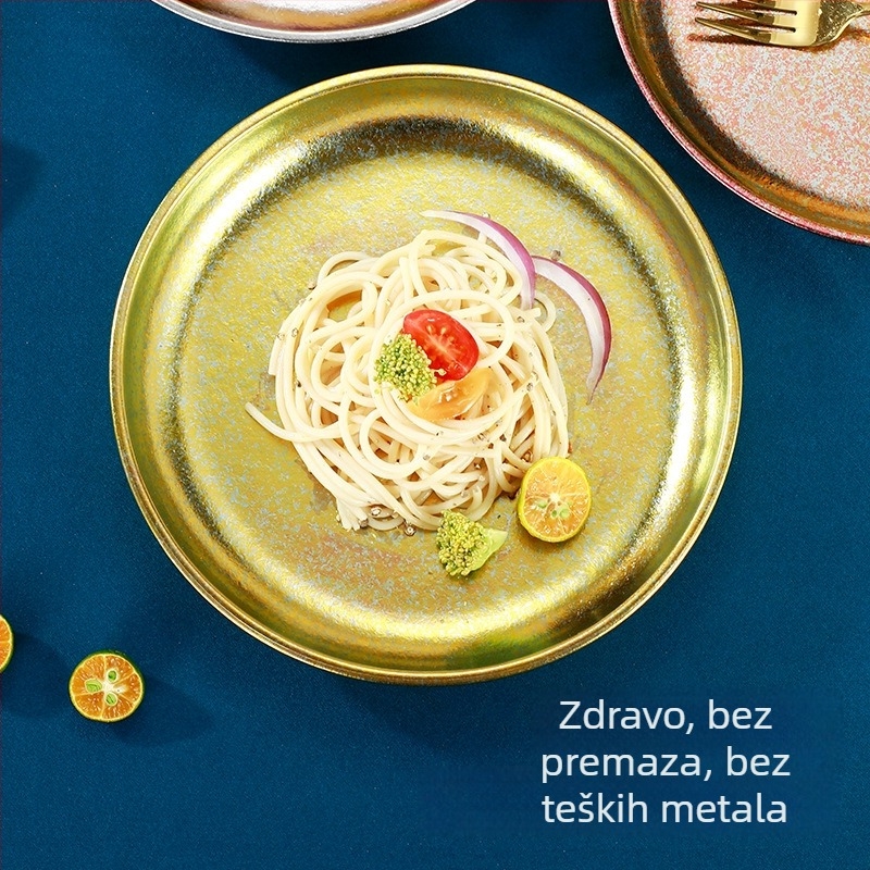 Okrugle ploče od čistog titana za jelo, minimalistički luksuz, pladnje za voće, kućna i komercijalna uporaba
