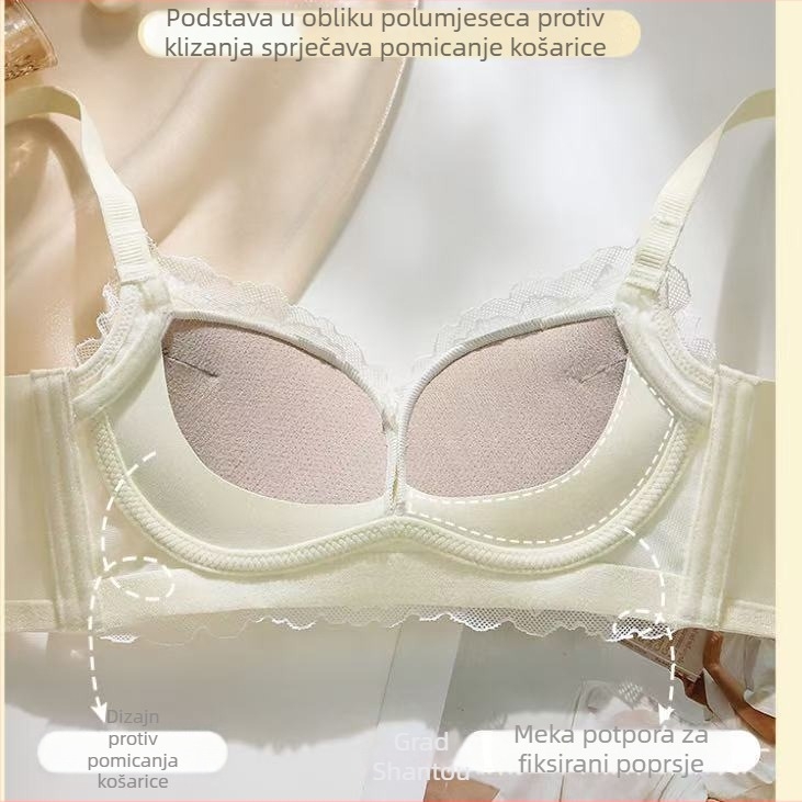 Čipkasti grudnjak od svile dud, podesiv, bez žice, udobna potpora, crvena, za žene