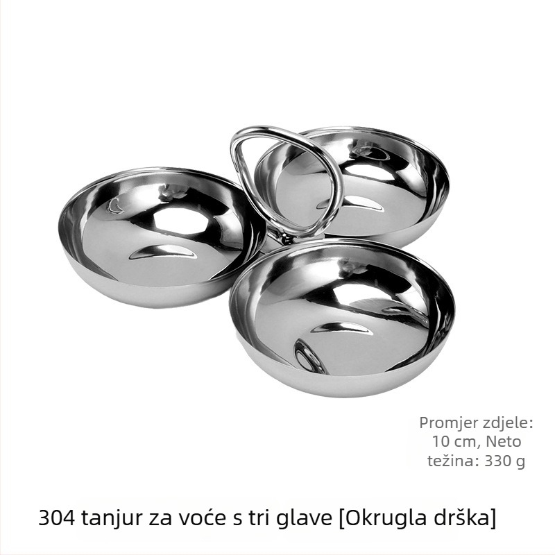 304 nehrđajući čelik trodijelna posuda za grickalice s držačem, posuda za voće za hotele, barove i restorane
