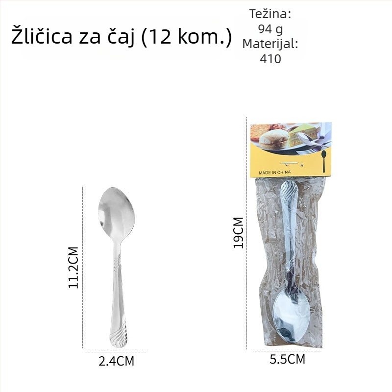 Set posuđa od nehrđajućeg čelika za dom i hotel – nož za steak, vilica i žlice (čajna, kavna, desertna)