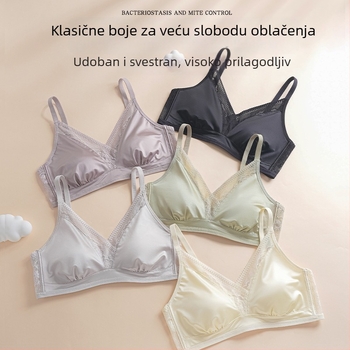Žensko donje rublje od Mulberry svile, satenski čipkani grudnjak, udoban push-up za male grudi, bez šavova, 3/4 košarica, podesive naramenice