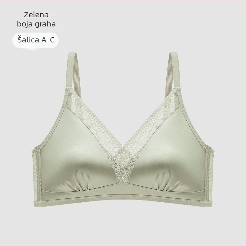 Žensko donje rublje od Mulberry svile, satenski čipkani grudnjak, udoban push-up za male grudi, bez šavova, 3/4 košarica, podesive naramenice