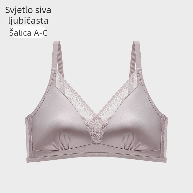 Žensko donje rublje od Mulberry svile, satenski čipkani grudnjak, udoban push-up za male grudi, bez šavova, 3/4 košarica, podesive naramenice