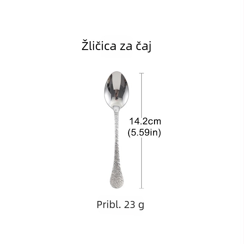 Set pribora od nehrđajućeg čelika 304 s udubljenim uzorkom i uzorkom pahulje snijega – nož, vilica, žlica