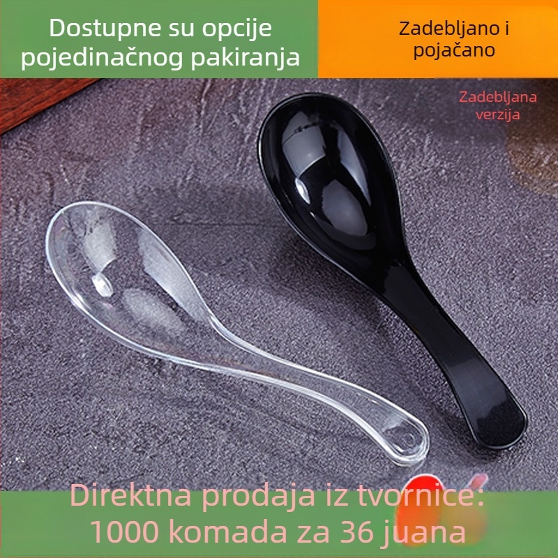 Jednokratne plastične žlice, individualno pakirane, deblje izvedbe, pogodne za juhu, rižu i desert.
