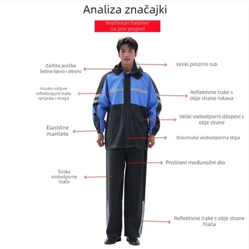 Yunni reflektirajući kišni kaput i hlače, set s odvojenim dijelovima, debeli vodootporni, za dostavu, vožnju biciklom i gradilište