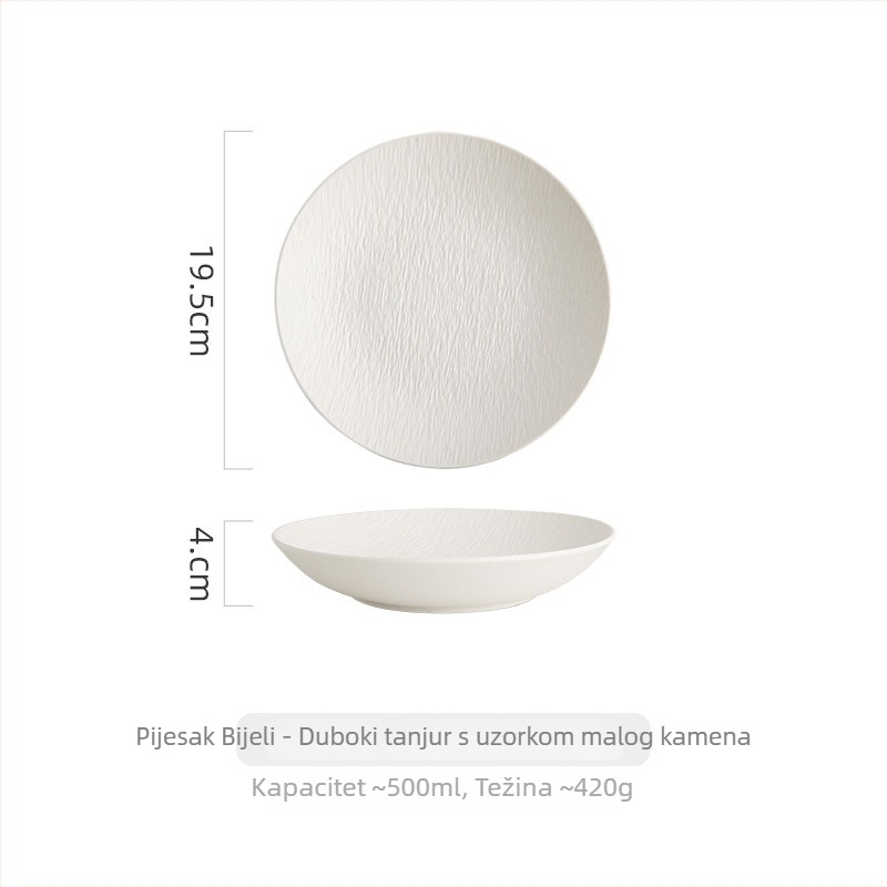 Keramički tanjur s uzorkom kamena, japanski stil, duboki tanjur za juhu, okrugli porcelanski tanjur za kućnu i hotelsku upotrebu