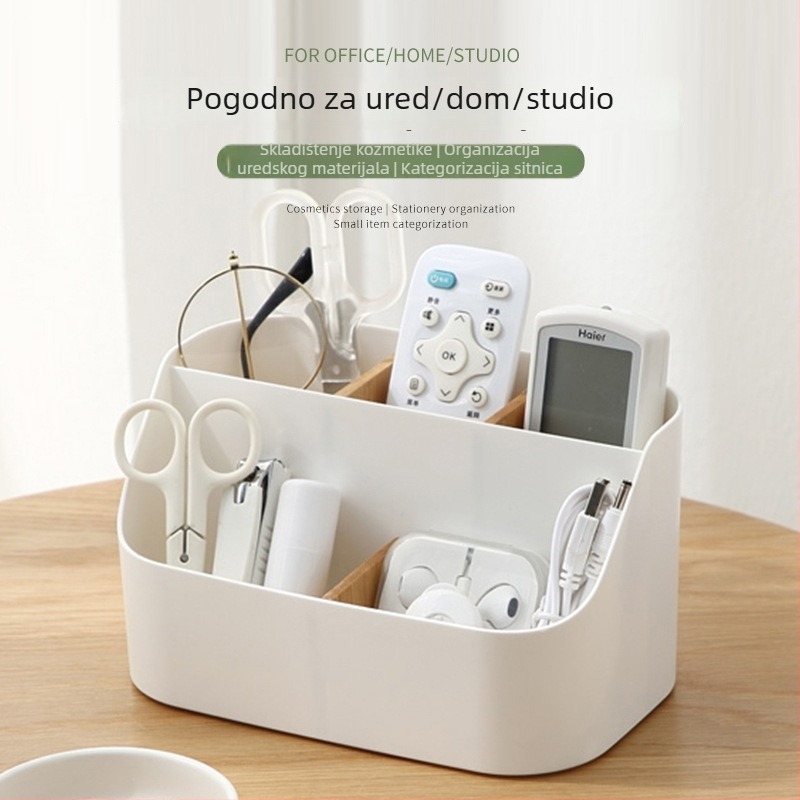 Stolna kutija za pohranu s pregradama, plastični organizator velike kapacitete za dnevnu sobu i kupaonicu