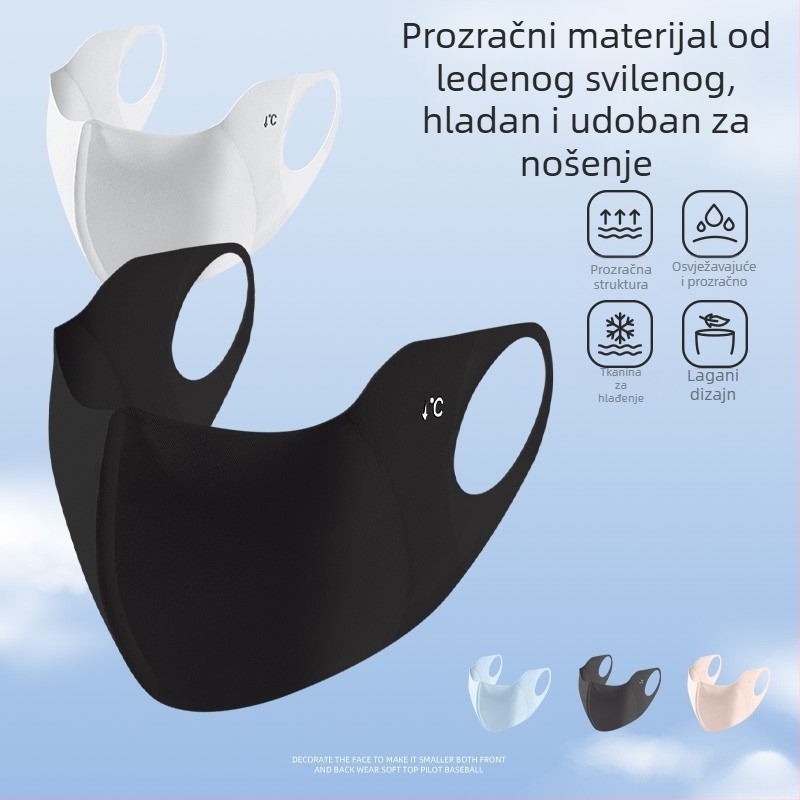 Maska od ledenog svila s UV zaštitom za žene, prozračna, bez šavova, za ljetnu vožnju biciklom, 3D konturirani dizajn