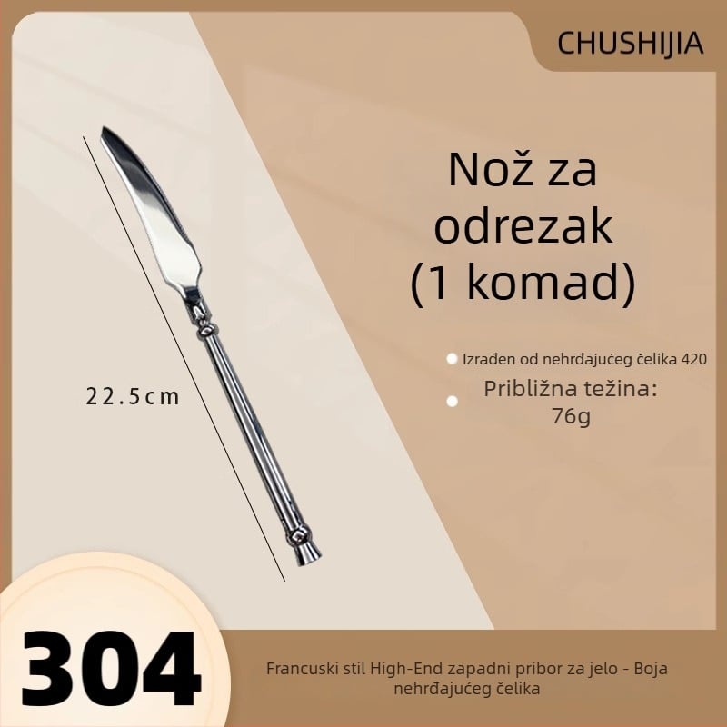 Kreativni set zapadnog posuđa od 304 nehrđajućeg čelika: nož za steak, vilica, žlica i desertna žličica