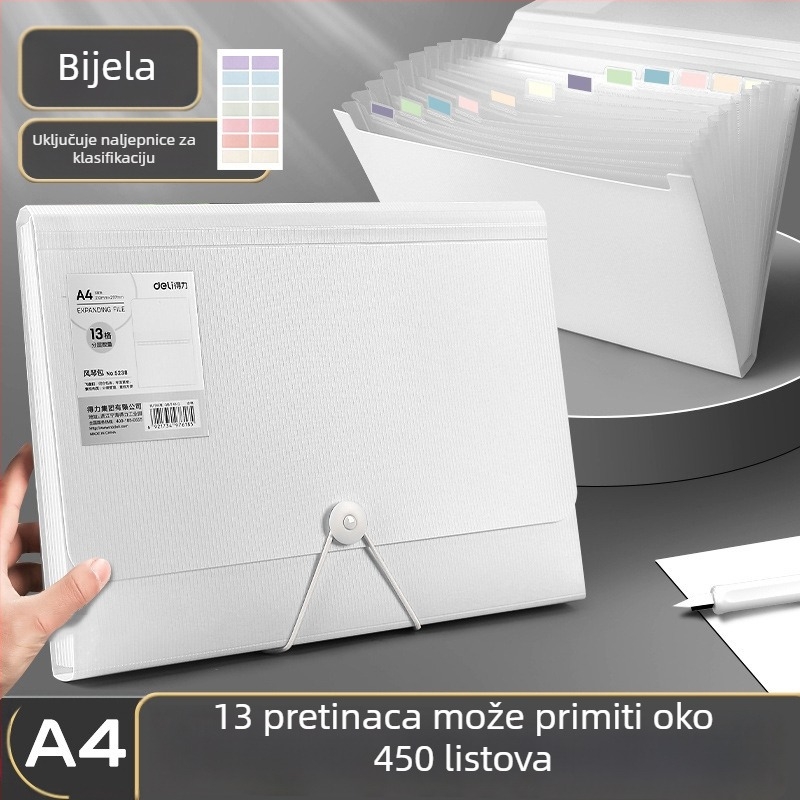 5238 akordeonska mapa s 13 pretinaca za dokumente formata A4, organizator ispitnih radova