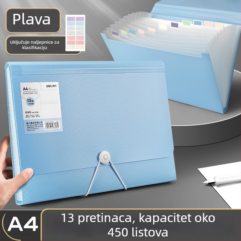 5238 akordeonska mapa s 13 pretinaca za dokumente formata A4, organizator ispitnih radova