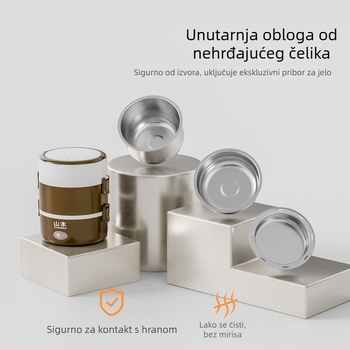 Električna kutija za obrok s grijanjem za ured – zagrijava obroke, para rižu, višenamjenska, kapacitet 2 L.