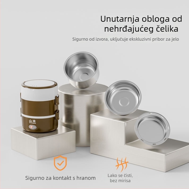 Električna kutija za obrok s grijanjem za ured – zagrijava obroke, para rižu, višenamjenska, kapacitet 2 L.