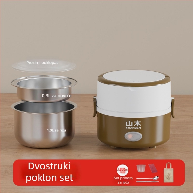 Električna kutija za obrok s grijanjem za ured – zagrijava obroke, para rižu, višenamjenska, kapacitet 2 L.