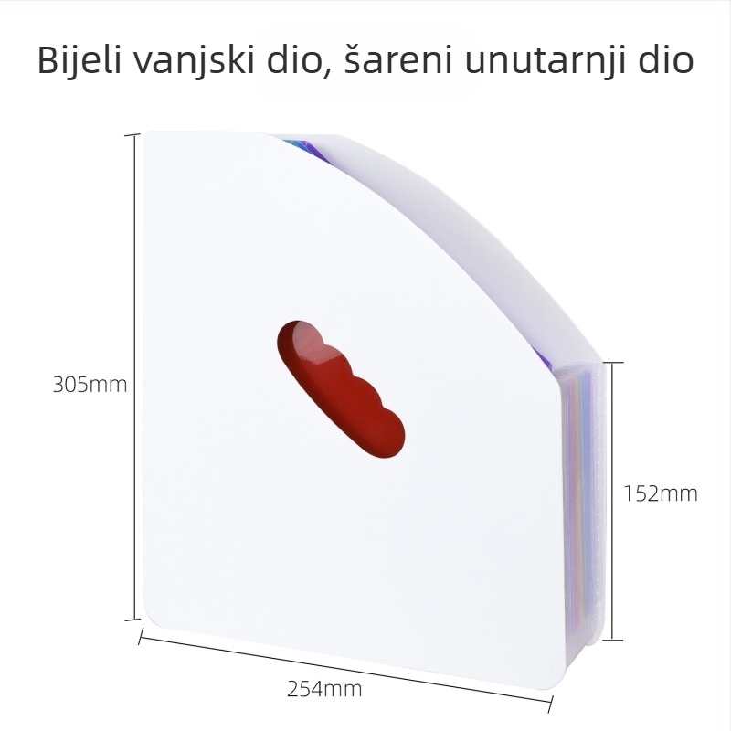 A4 nagnuta akordeonska mapa sa 13 odjeljaka, višeslojni fascikl za dokumente i ispite, trokutasti uspravni dizajn