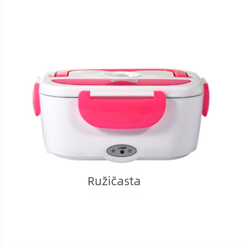 Električna kutija za ručak s bezvodnim grijanjem, održava toplinu, 60 W, 110–220 V, kapacitet 1.3–1.5 L, plastično kućište, unutarnji spremnik od 304 nehrđajućeg čelika, usklađeno sa standardima SAD i EU, za 1–2 osobe