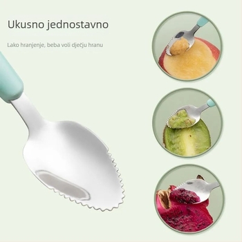 Dječja žlica od 316-nerez čelika sa silikonim vrhom, elegantna dječja žlica za voćni pire i pribor za hranjenje