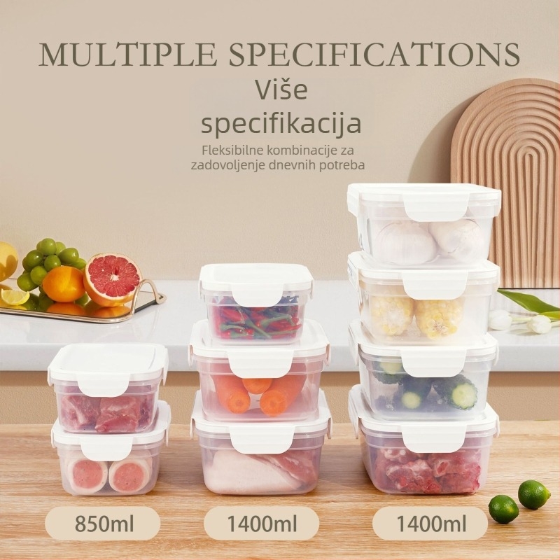 FCM-certificirana kutija za hranu za mikrovalnu, pravokutna plastična kutija za ručak, 800–1000 ml, jednokomorna, jednobojna