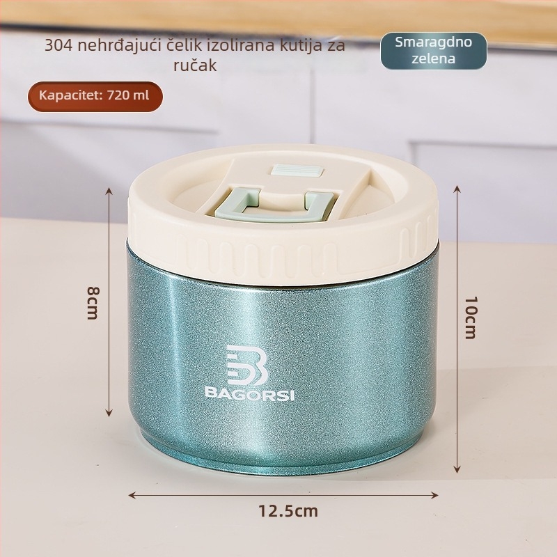 Yihua Kitchenware 304 nehrđajući čelik, izolirani kutija za ručak s posudom za juhu, prenosna zatvorena posuda, 712 ml, moderni minimalistički dizajn