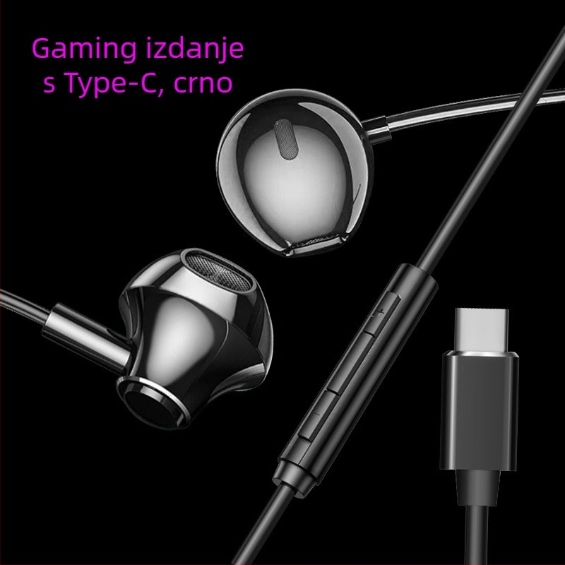 Žične slušalice za gaming karaoke s digitalnim čipom, Type-C i dvostrukim 3,5 mm sučeljem za Esports